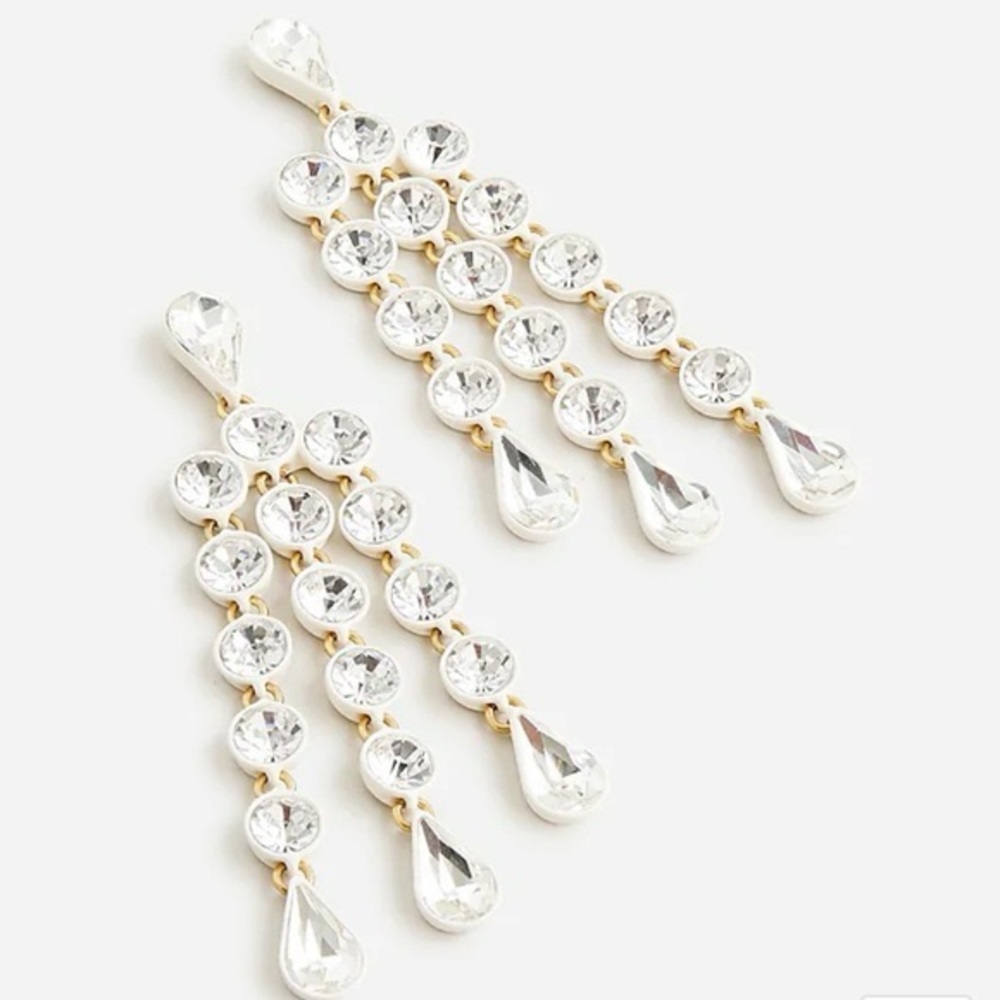 J.Crew White Waterfall Crystal Earrings